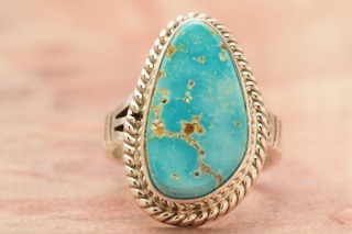 Genuine Kingman Turquoise Native American Ring
